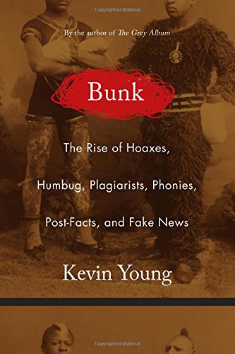 The cover of a book. The title, Bunk, is framed in a rough red oval set against a background of 2 black figures standing side-by-side