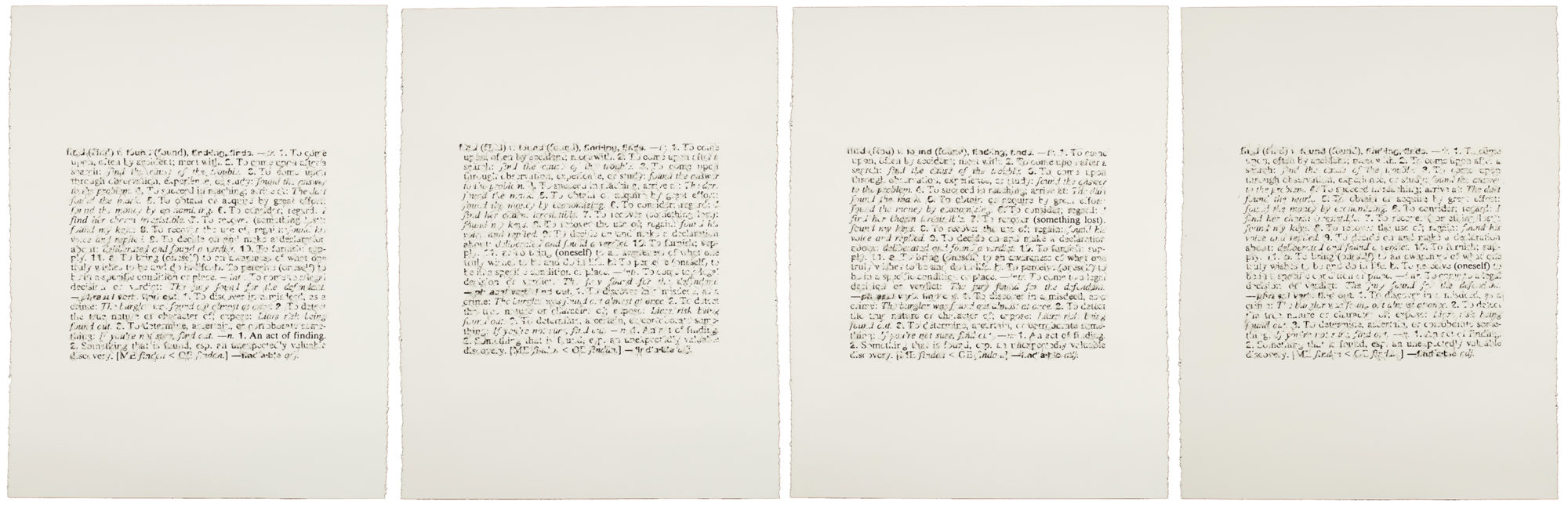 A polyptych of justified text, handwritten on white parchment