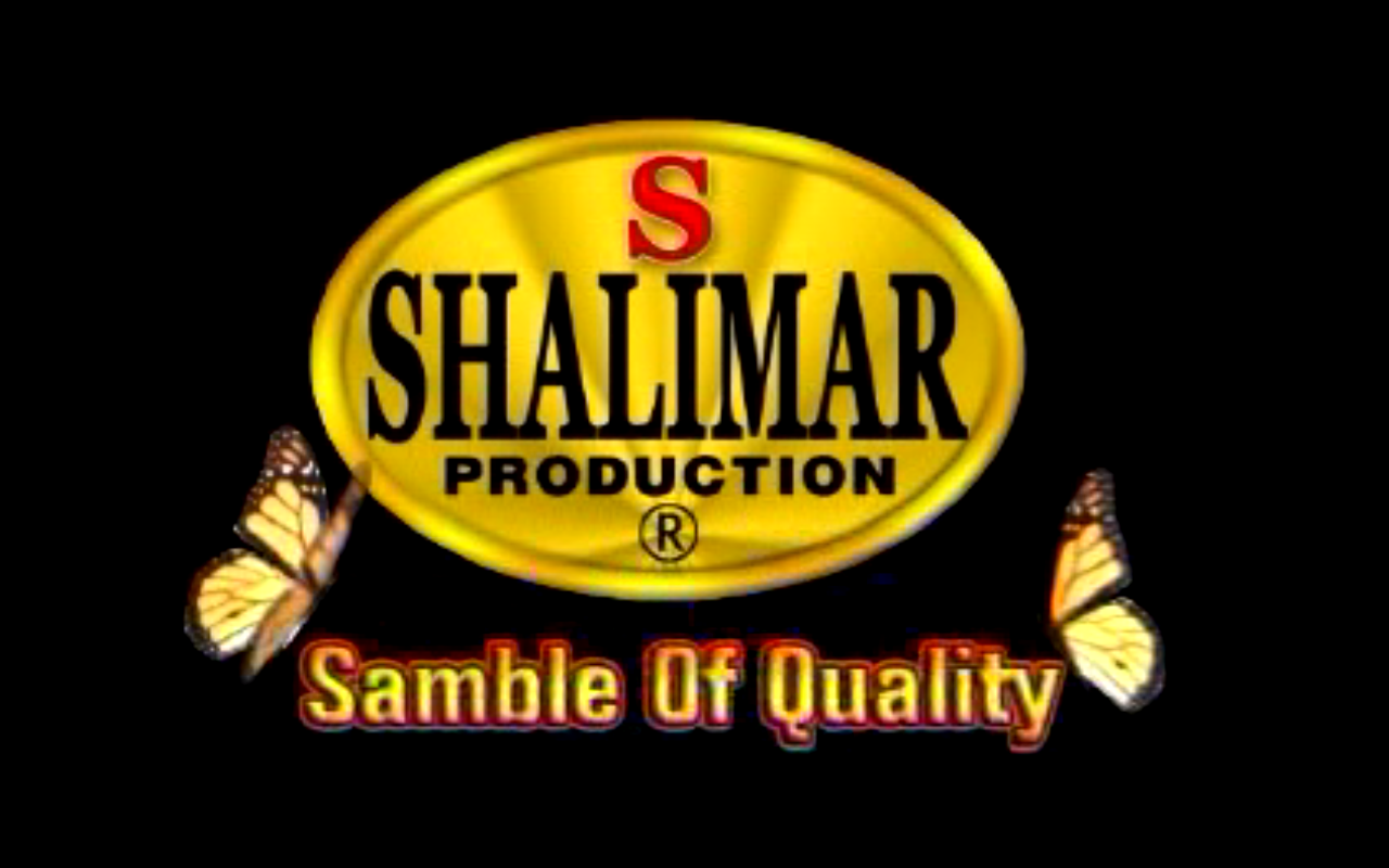 The logo for 'Shalimar Production' which consists of a golden oval shaped object and two yellow butterflies