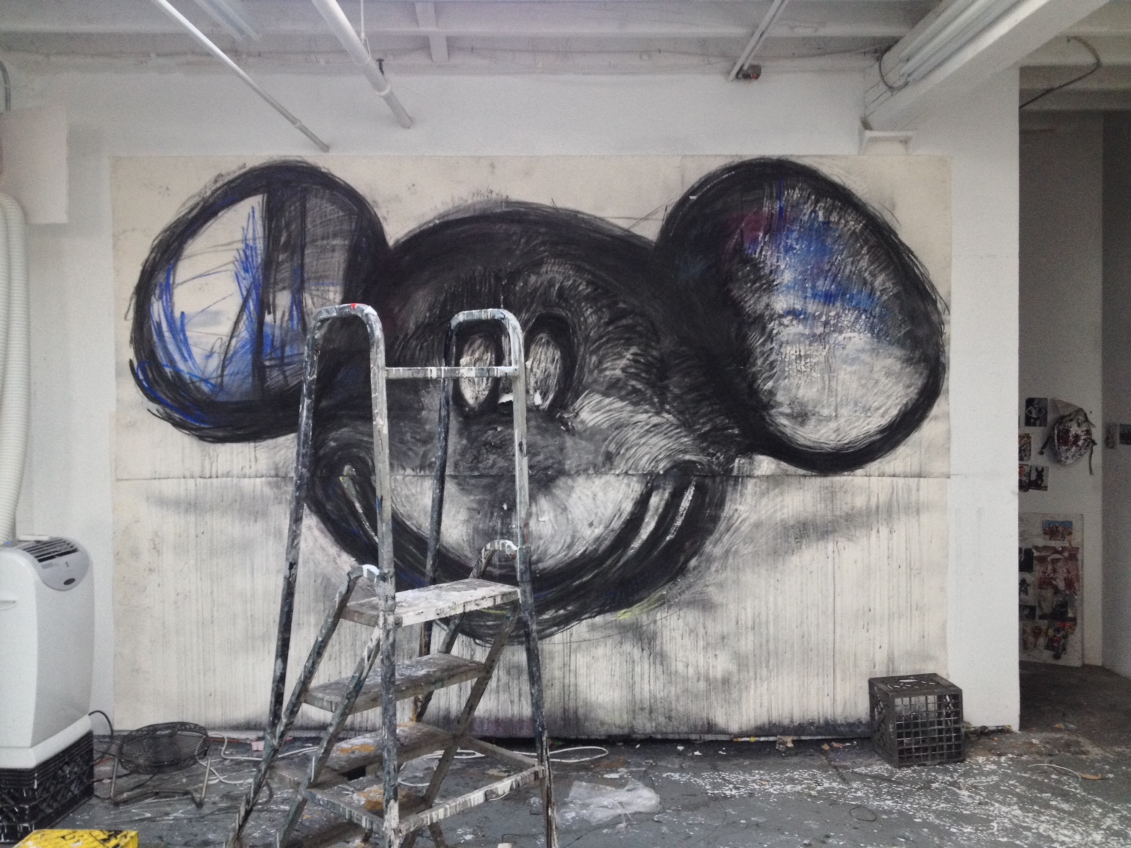 Photograph of large painting of cartoon mouse (mickey mouse)