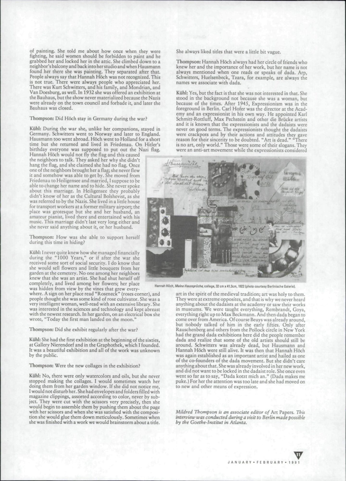Scan of interview between Mildred Thompson and Siegfried Kühl.