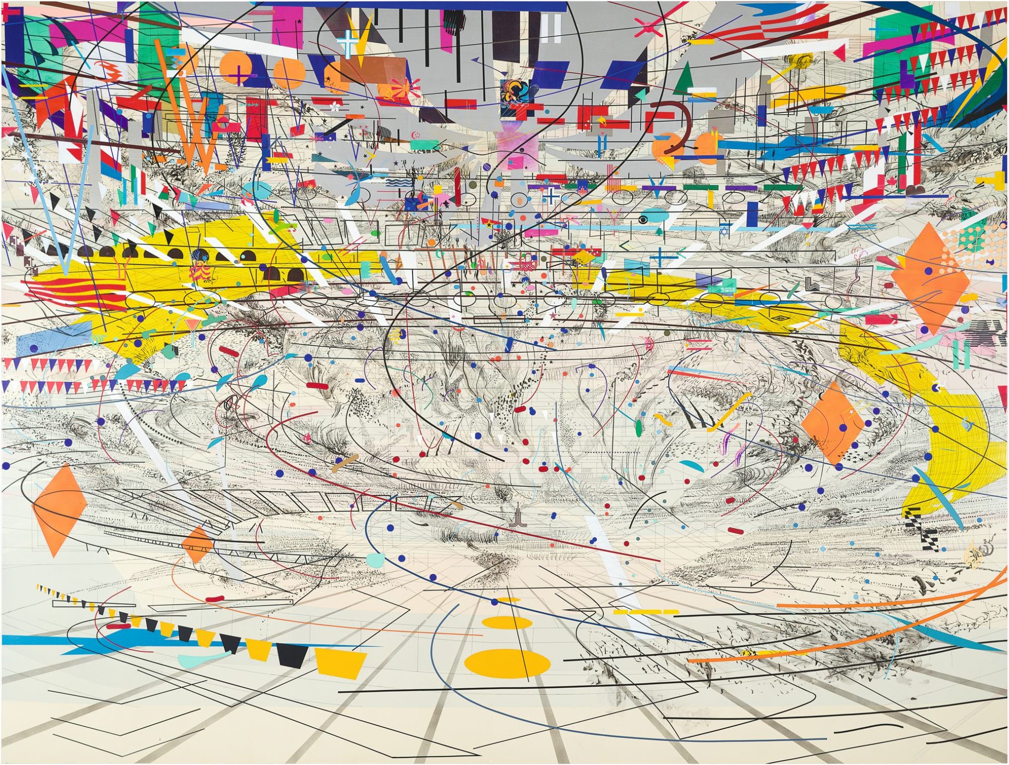 A photograph of Mehretu's painting 