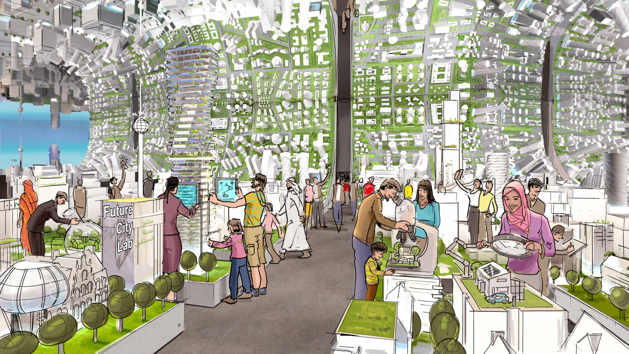 digital rendering of the future city lab at German Pavilion