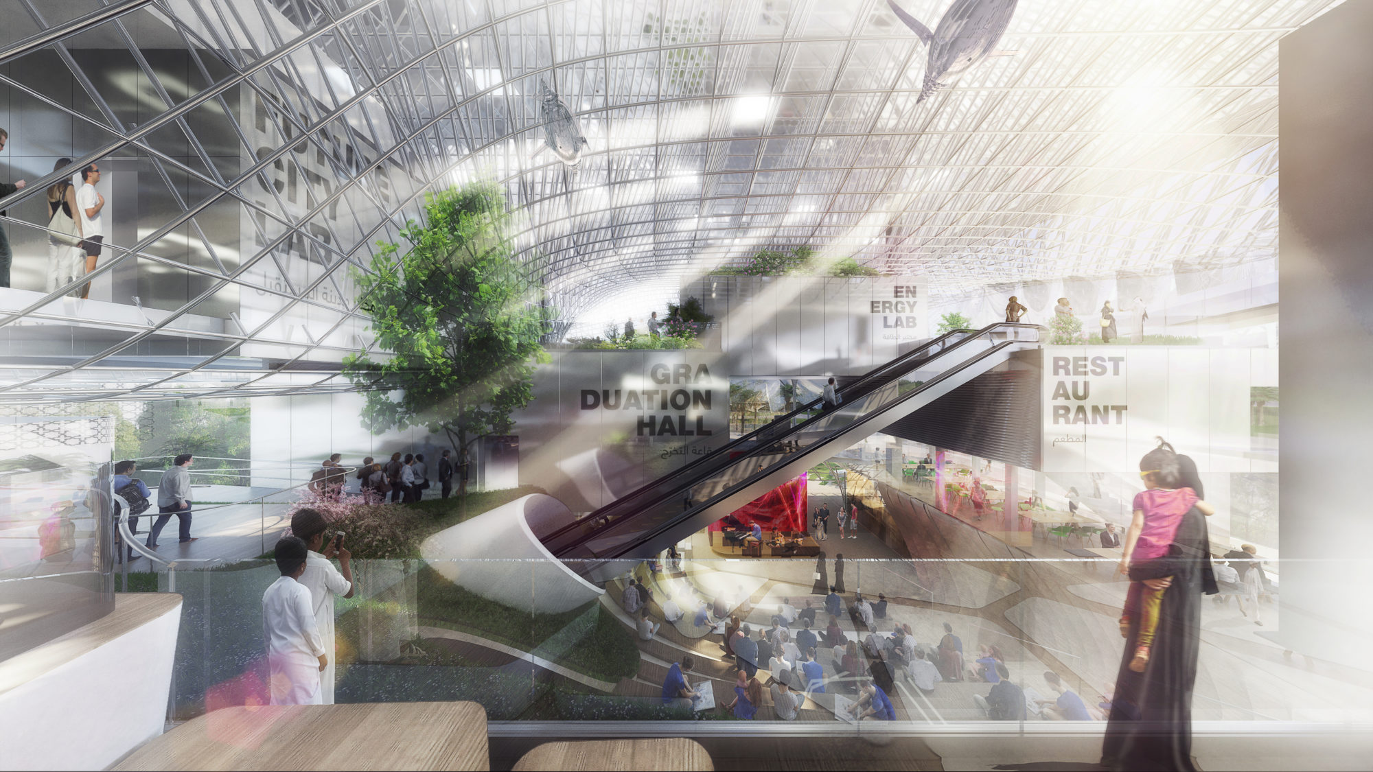digital rendering of atrium inside Germany Pavilion