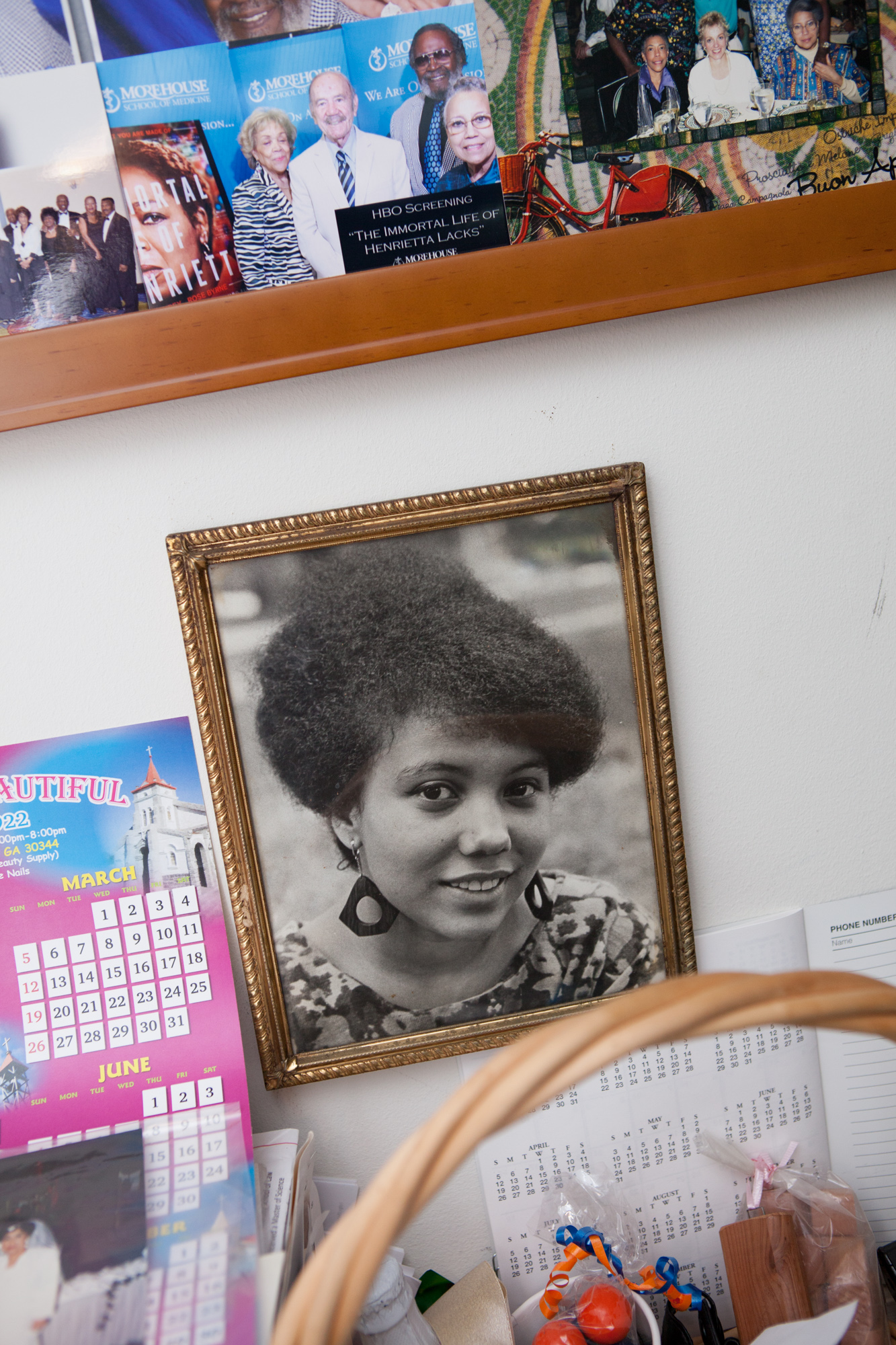 A framed portrait sitting in an office