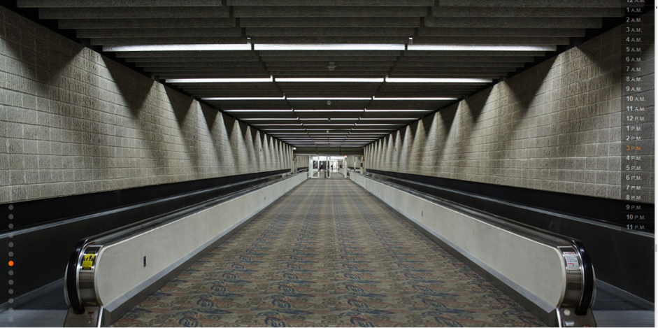 View of two moving walkways in airport