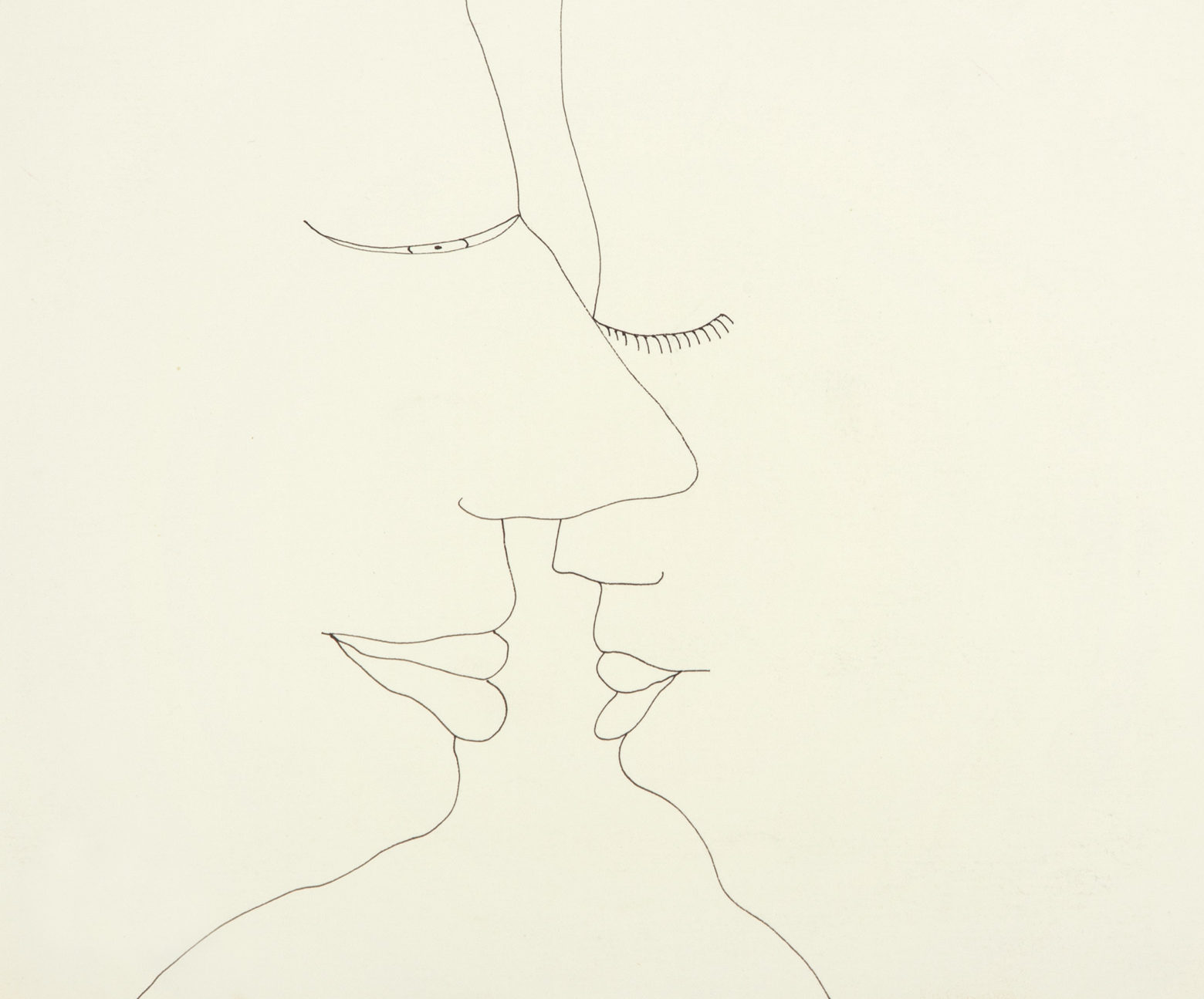 A sketch of two people, face-to-face