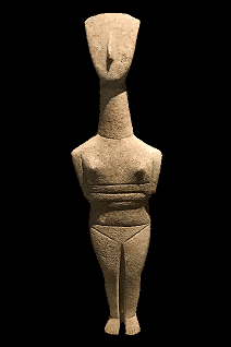 An ancient stone statue of a goddess, wiggling its legs and head.