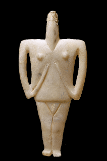 An ancient, ivory-colored statue of a goddess, swaying back and forth.