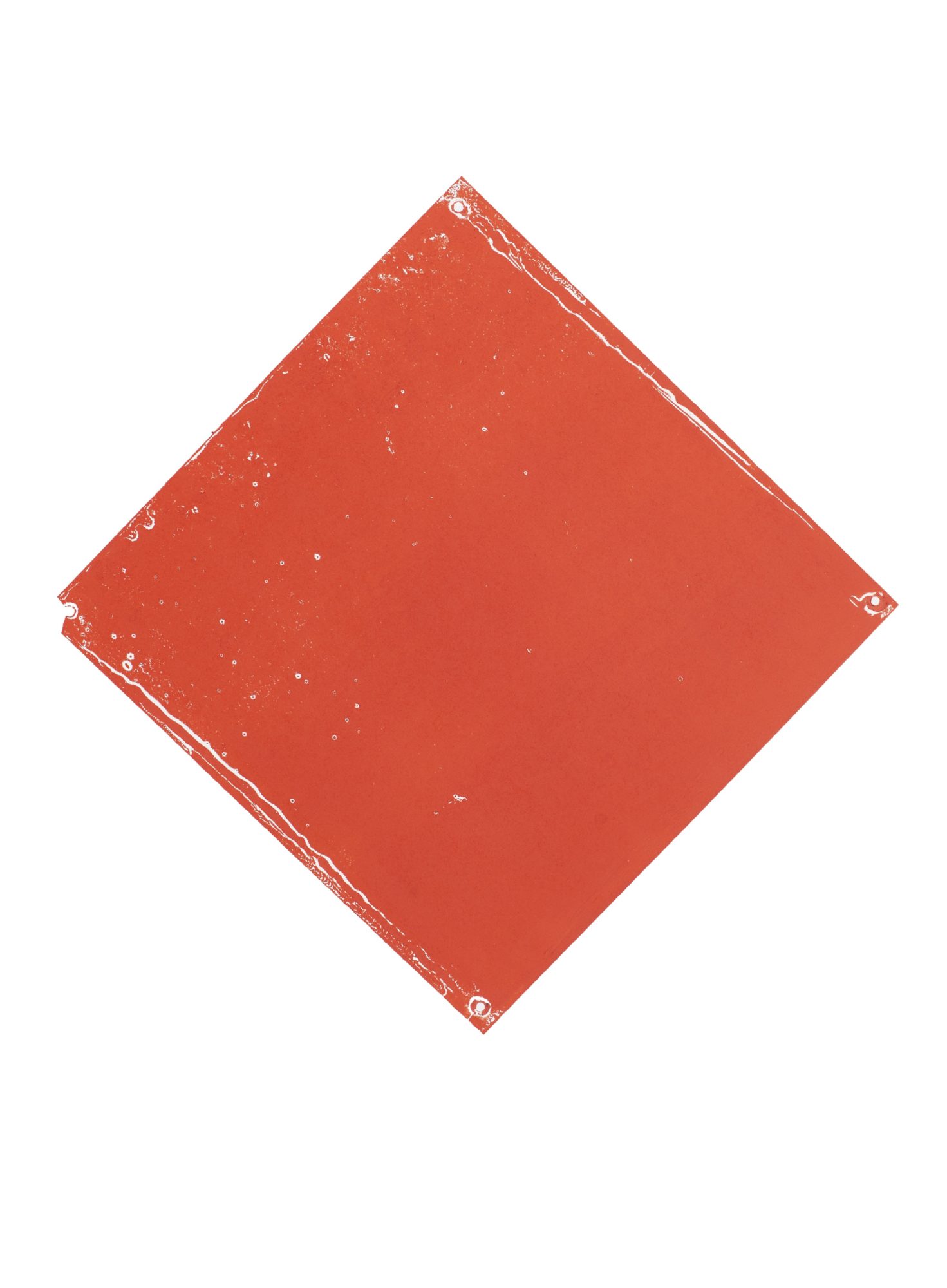 blood orange diamond shape with small white streaks near the edges on a white background