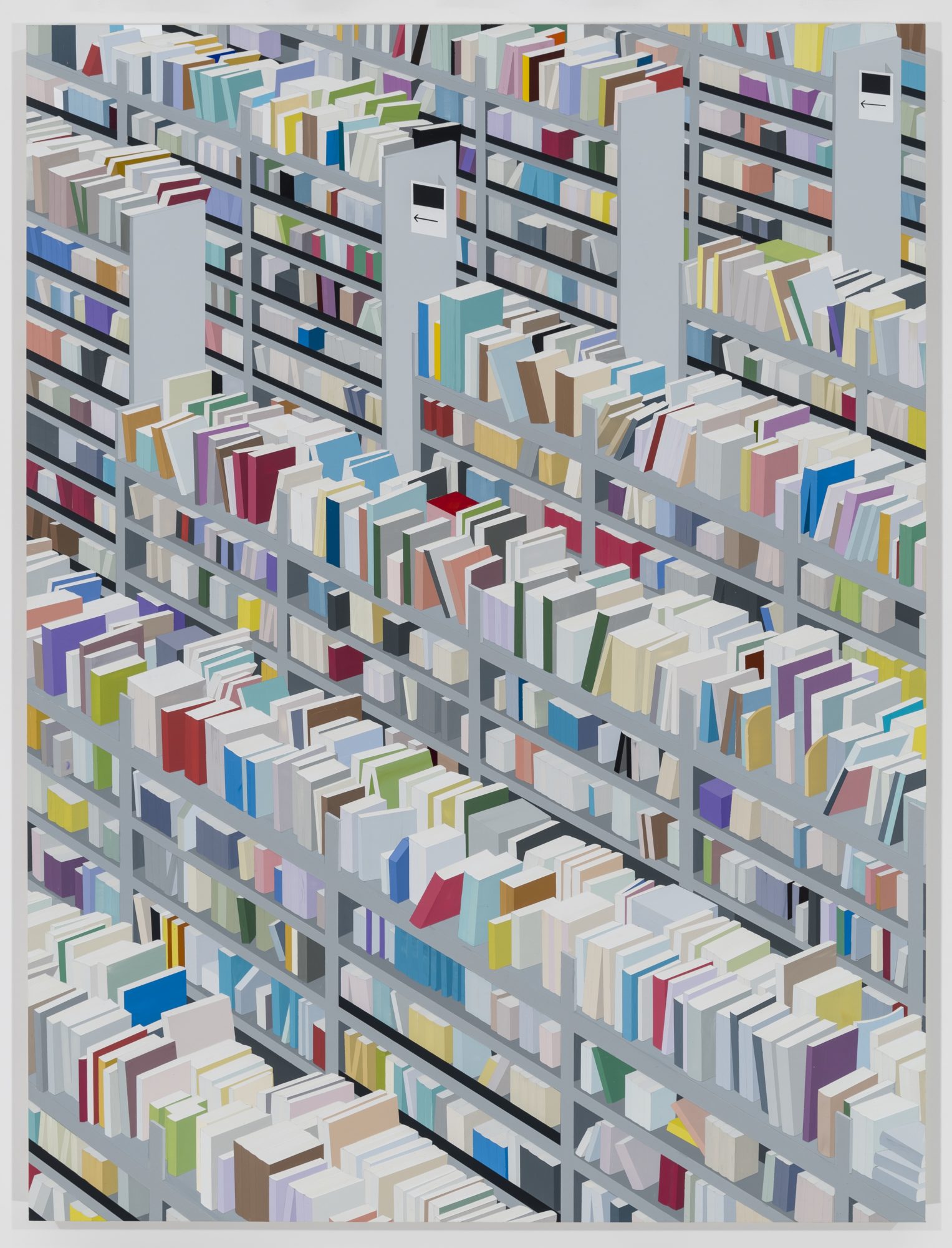 depiction of amazon warehouse full of books