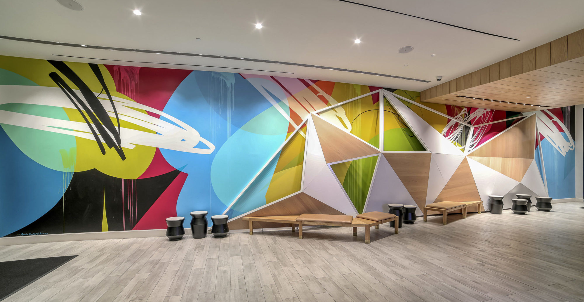 colorful geometrical mural by Ryan Coleman
