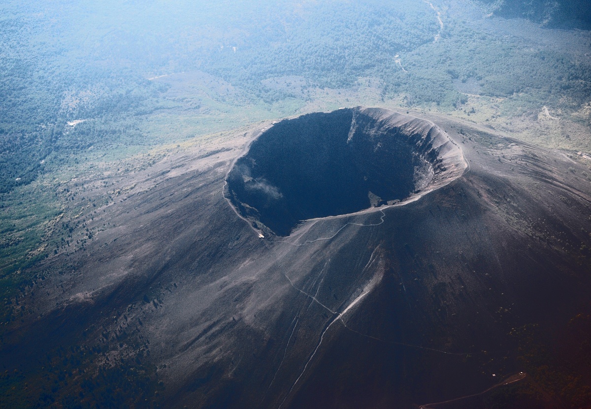 An aerial view of Mount Vesuvius
