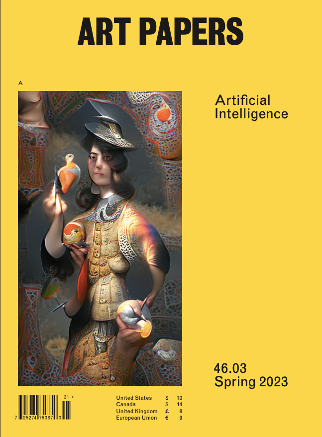 Image of ART PAPERS Spring 2023 issue about Artificial Intelligence