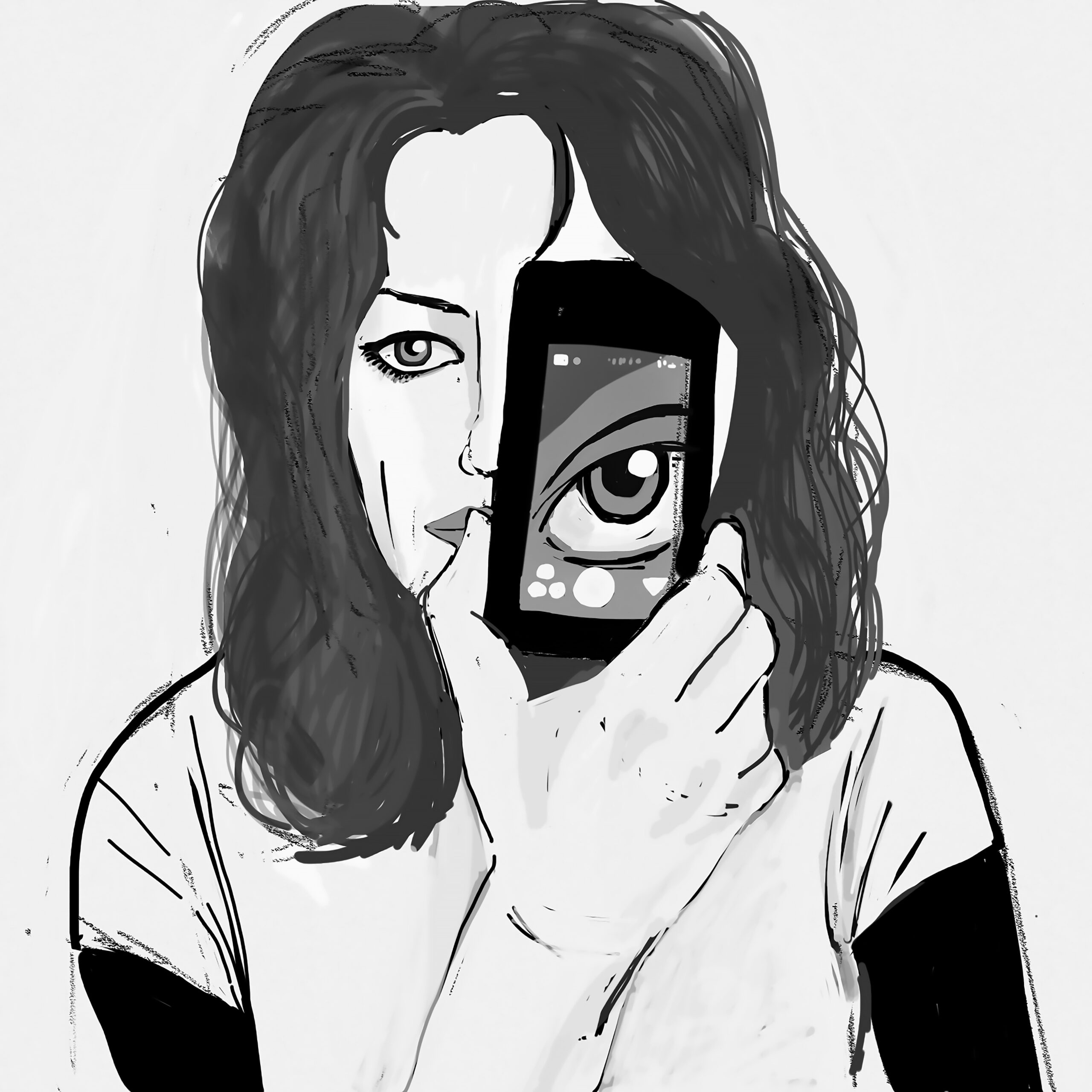 image of a person holding their phone in front of their face